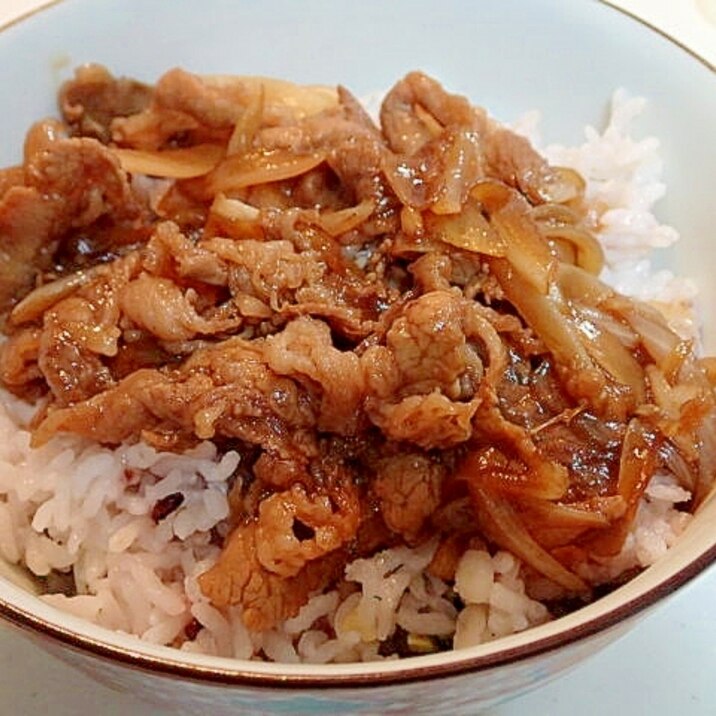 新玉ねぎで牛丼